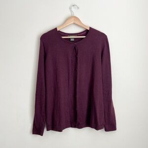 Eddie Bauer Deep Burgundy Cotton Cashmere Cardigan
